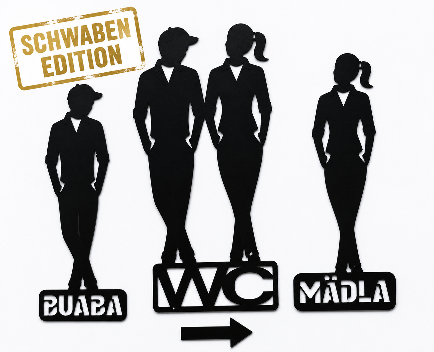 WC-Set Schwaben Edition aus schwarzem Acrylglas